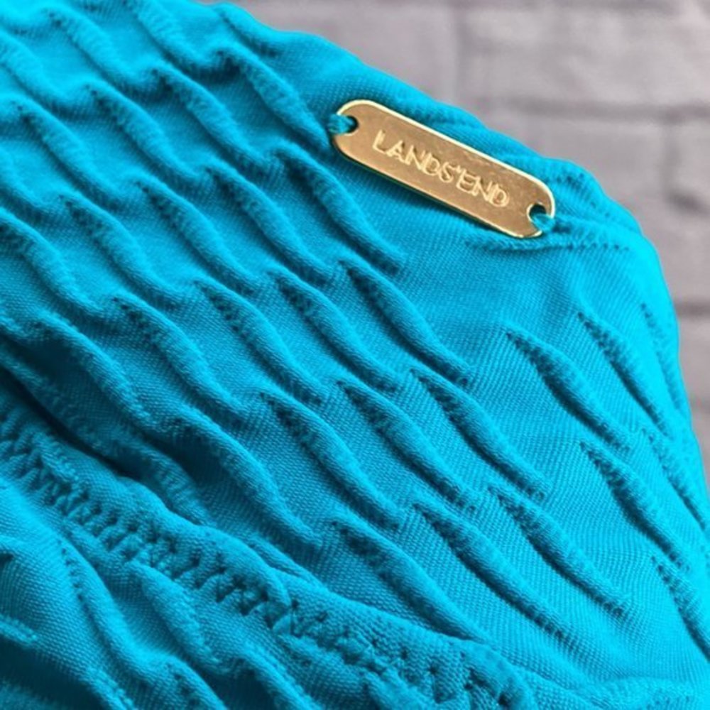 New Lands' End Size 6 Turquoise Blue Textured NXT Swim Skirt Skort Bottoms Lined - Picture 3 of 5